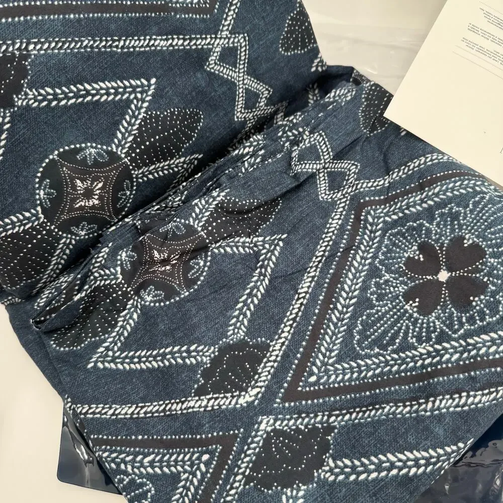 Ralph Lauren Home King Duvet Cover 108 x 96 Francois NWT Navy Blue Cotton $425
